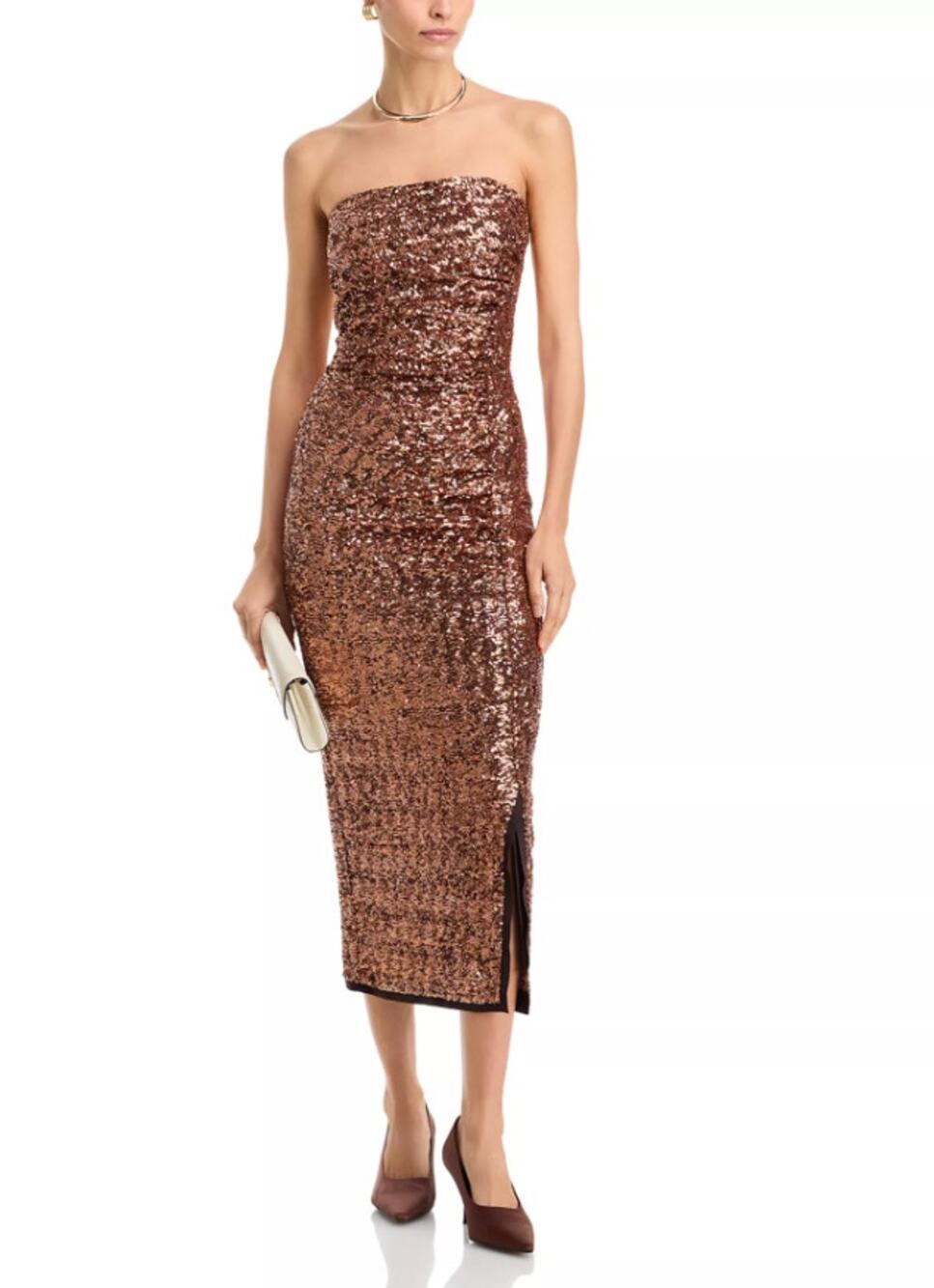 NWT Chiara Boni La Petite Robe Cigliafy Paillette Midi Dress Rame Size XL